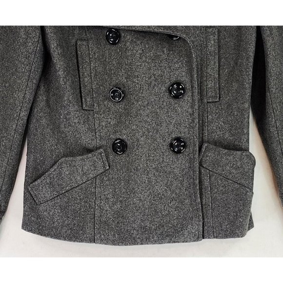 Topshop Jacket Womens 14 Gray Casualcore Button Up Wool Blend Winter Pea Coat - Picture 8 of 12